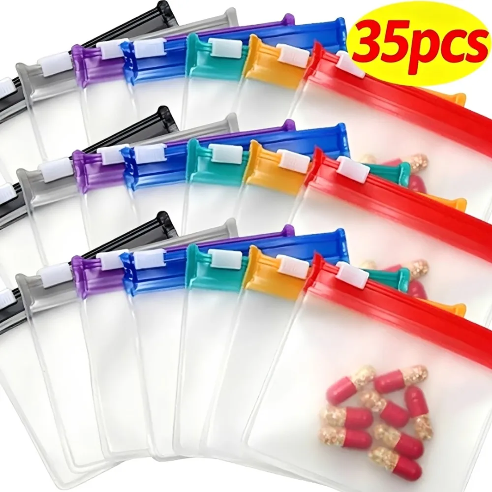 Reusable Zip Bag - Mini Colorful Pill Dispenser Bags Reusable