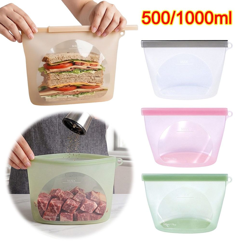 Reusable Zip Bag - Silicone Food Preservation Bag Moisture-proof Fresh-keeping