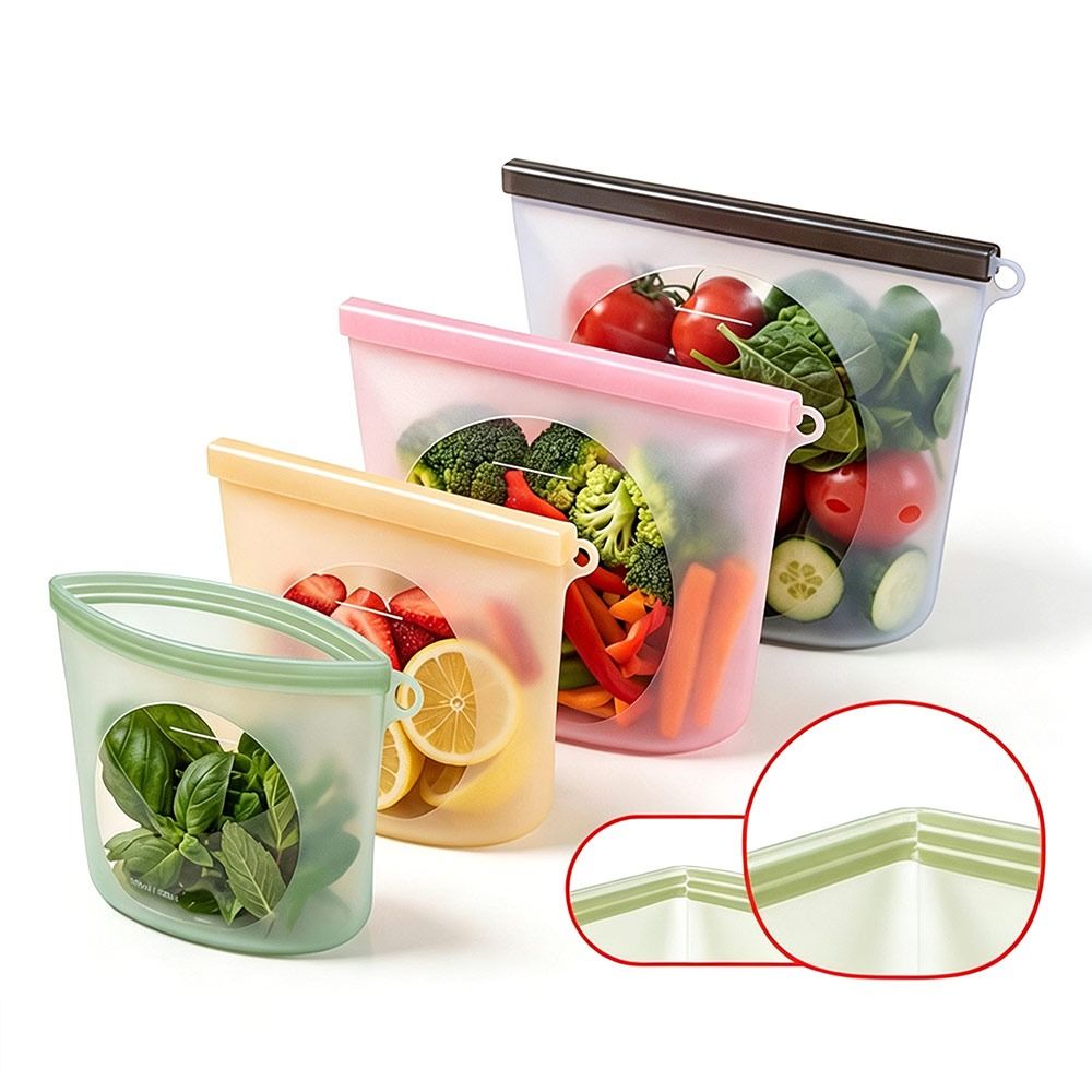 Reusable Zip Bag - Silicone Food Preservation Bag Moisture-proof Reusable