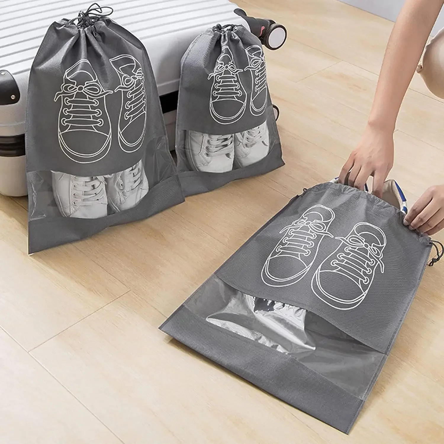 Reusable Zip Bag - 5/10PCS Shoes Storage Organizer Bags Non-Woven
