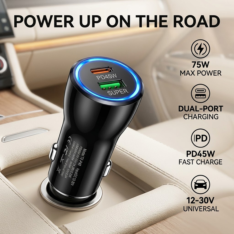 Travel Adapter Universal - Dual Port 45W USB C Car