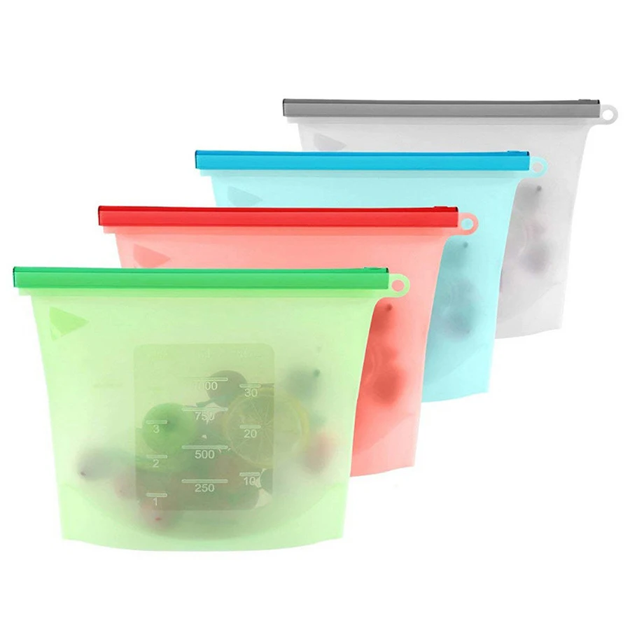 Reusable Zip Bag - 1000ml Reusable Silicone Food Grade Storage