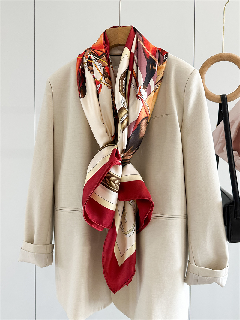 Travel Accessories Neck - Horse Silk Scarf Luxury Designers Hand-rolled