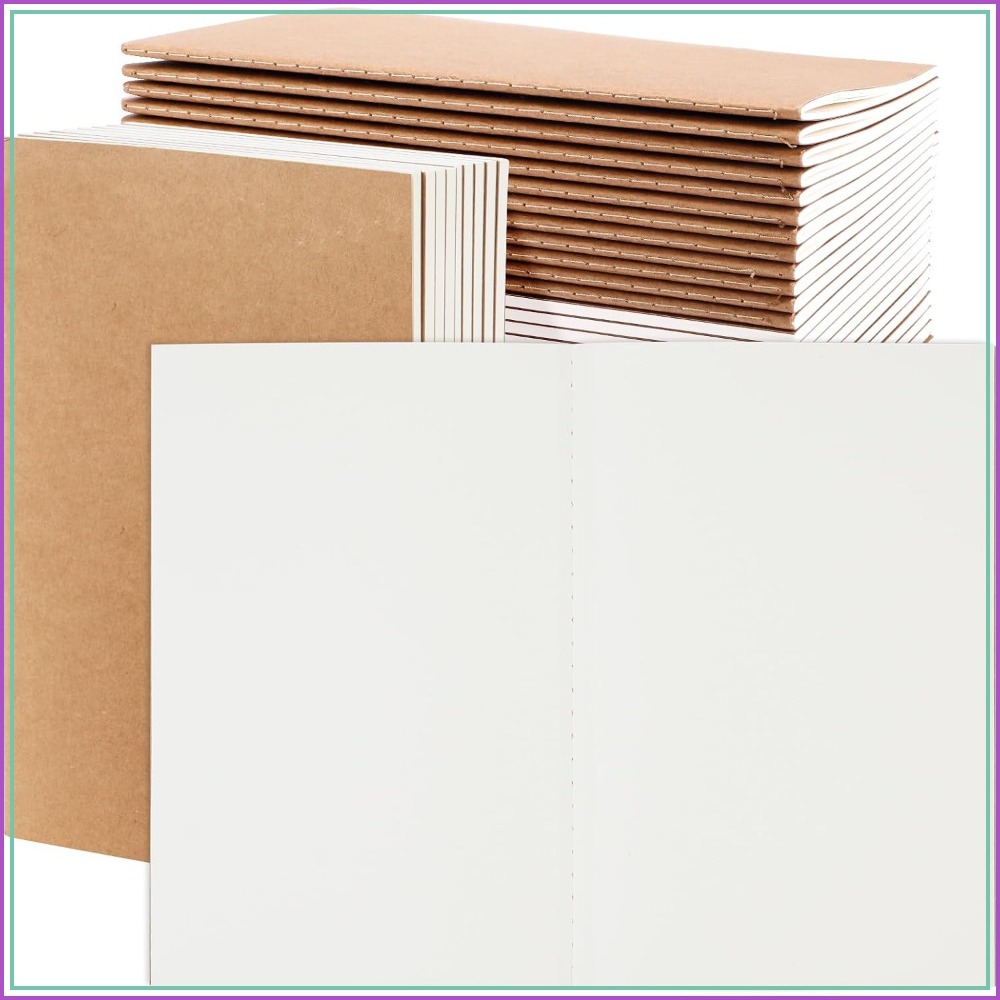 Travel Notebook Journal - 24 Pack A5 Blank Kraft Notebooks
