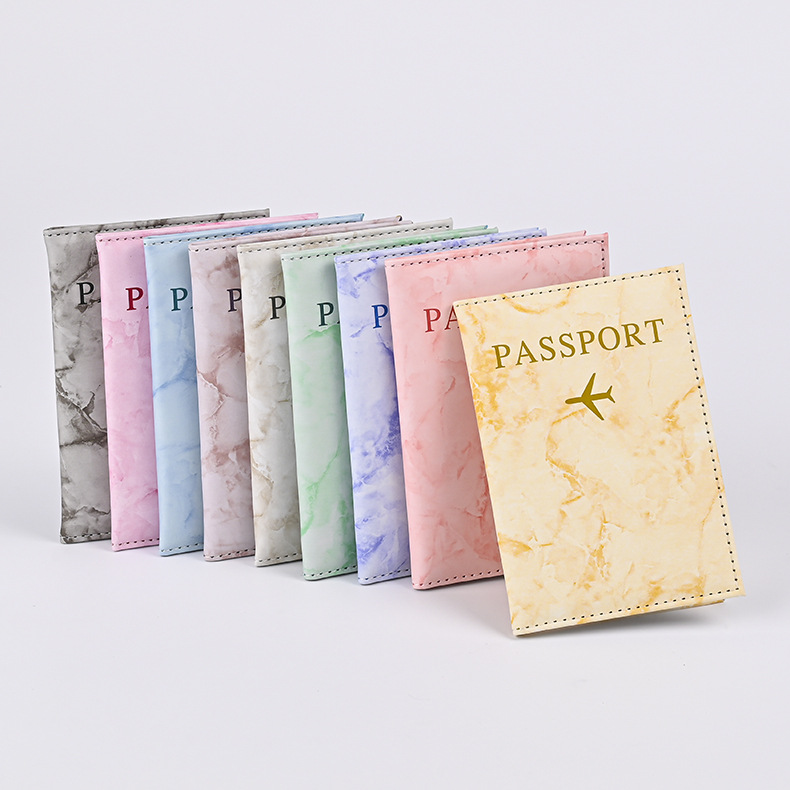 Travel Accessories For Plane - Macaron Color Marble Pattern Passport Covers