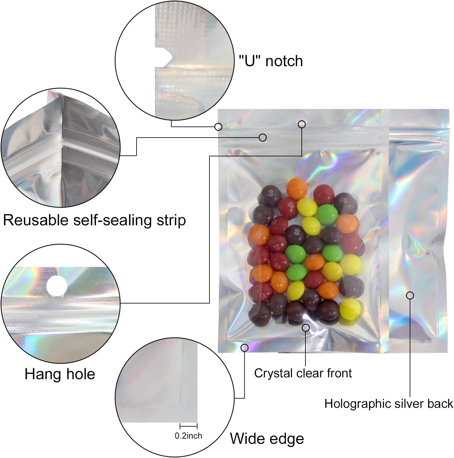50/10PCS Laser Sealing Bags Pl - огляд і ціна Reusable Zip Bag