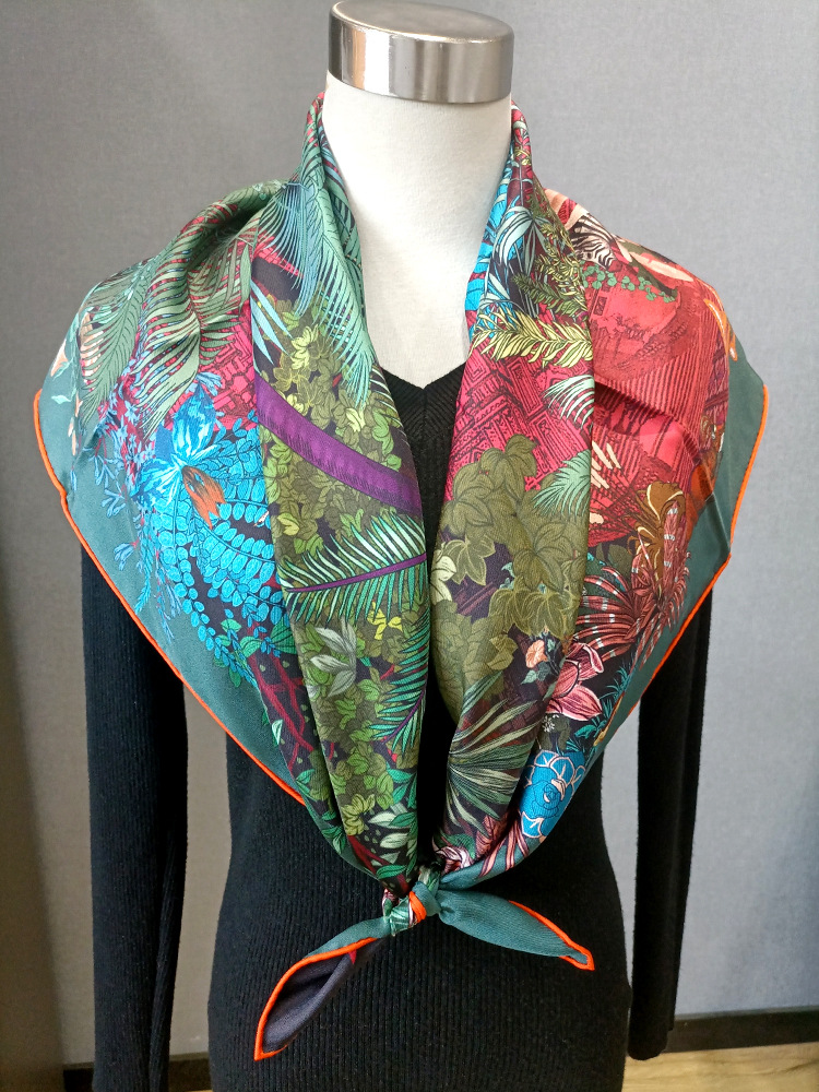 Silk Scarf 90CM Women Hand Rol - огляд і ціна Travel Accessories Neck