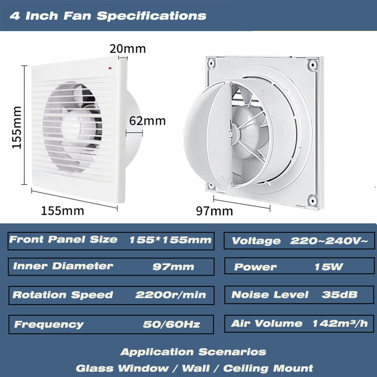 4 Inch Silent Window Mount Exh - огляд і ціна Travel Accessories Uk